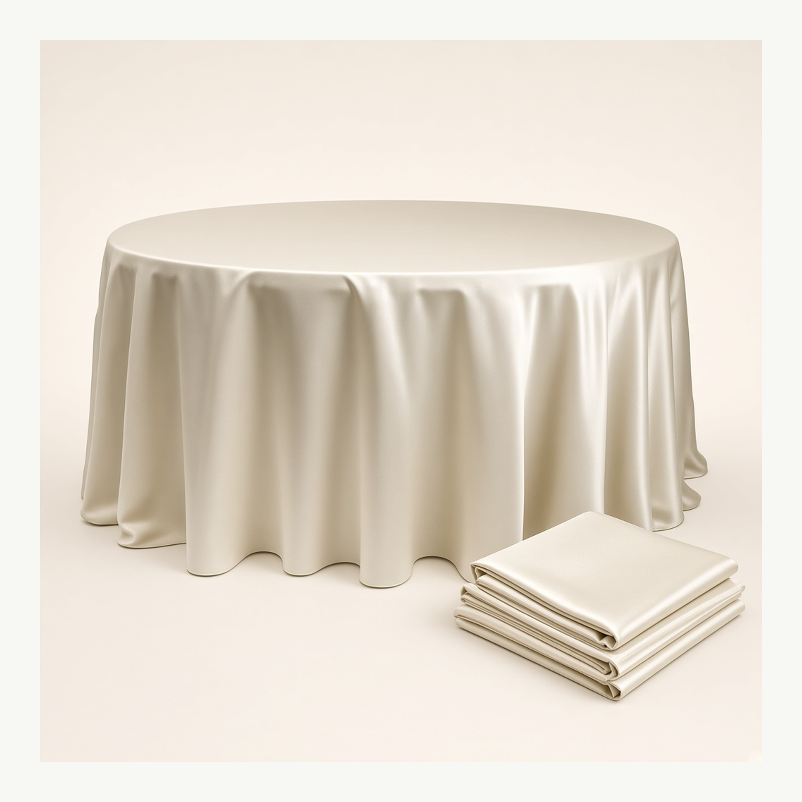 132" Ivory Round Tabledrapes