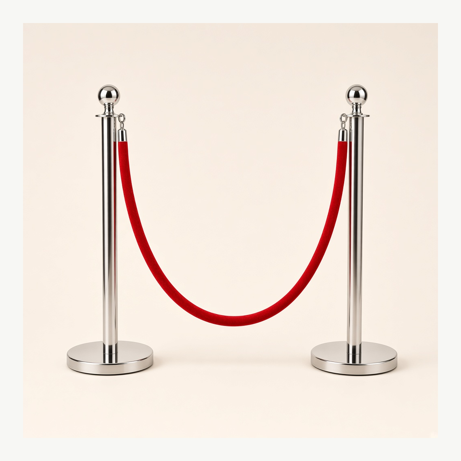 Chrome Stanchions with Red Rope