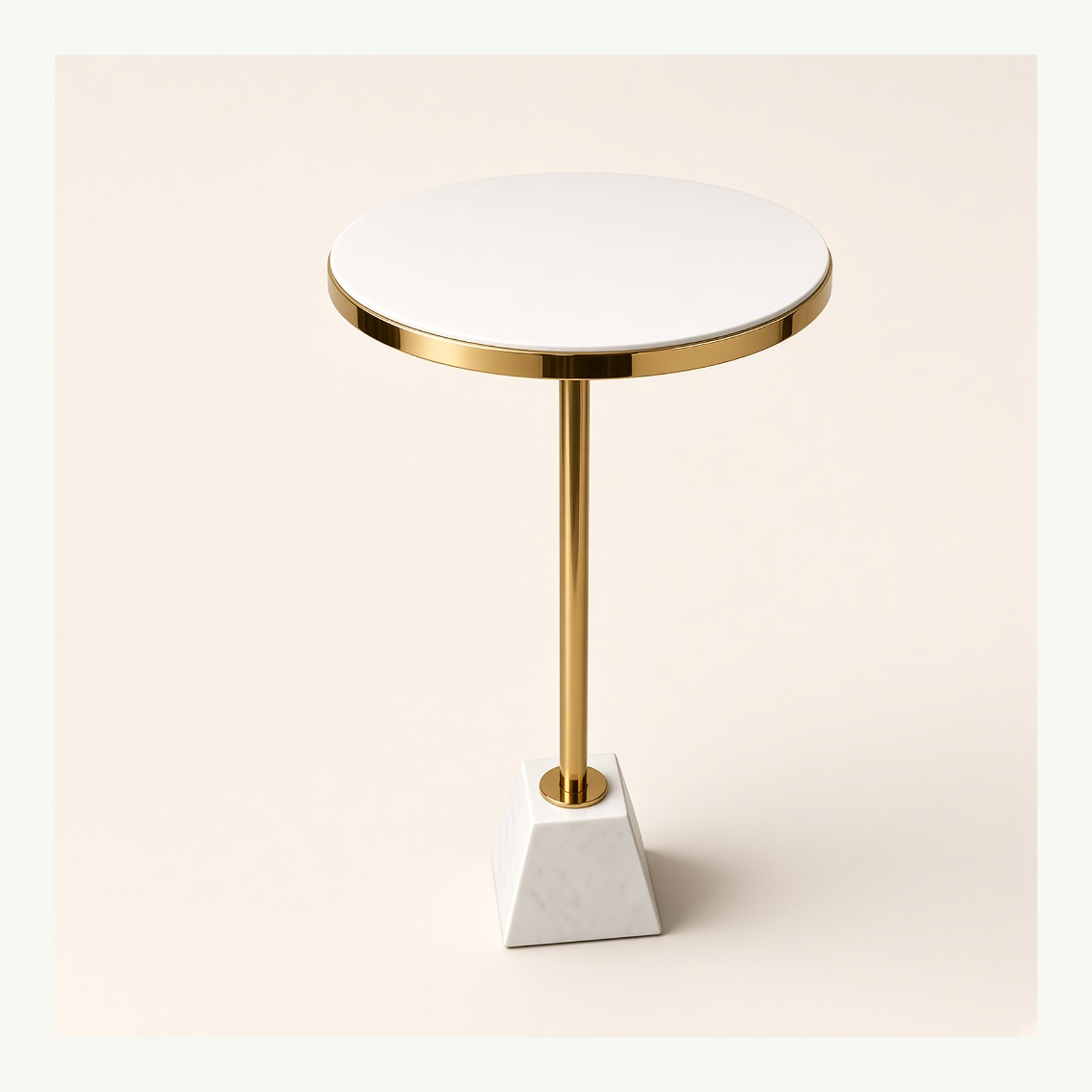 Gold and White End Table