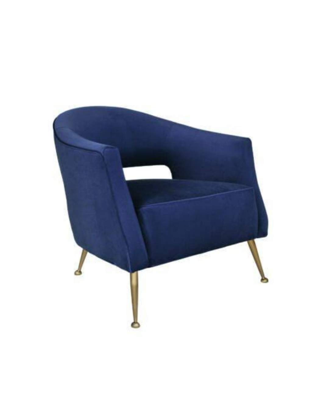 Navy Blue Bucket Chair with Gold Legs